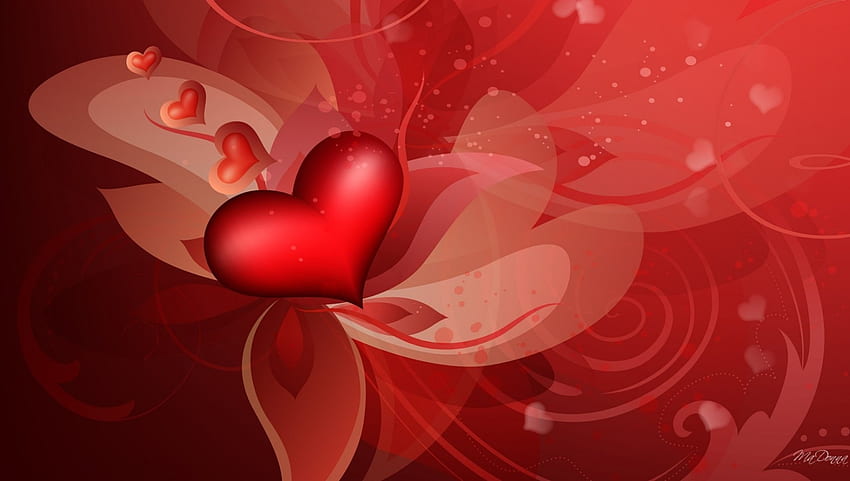 愛を祝う、抽象的、バレンタインデー、光、愛、赤、心、花、コラージュ 高画質の壁紙