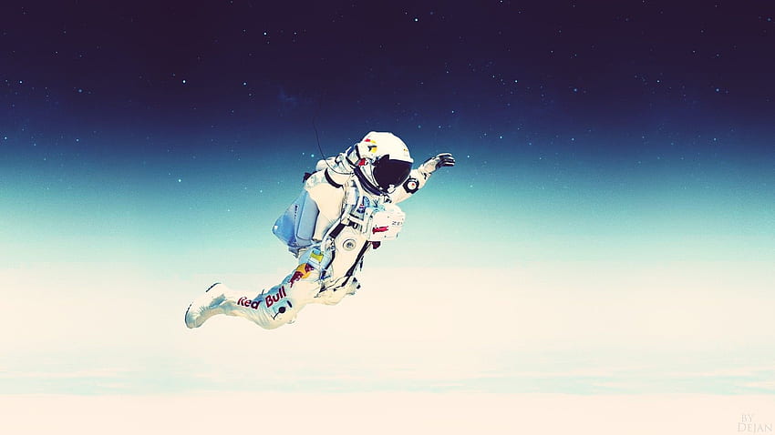 Astronaut Red Bull Spacesuit Felix Baumgartner Atmosphere Digital Art Space Art Artwork Falling Spac - Resolution: HD wallpaper
