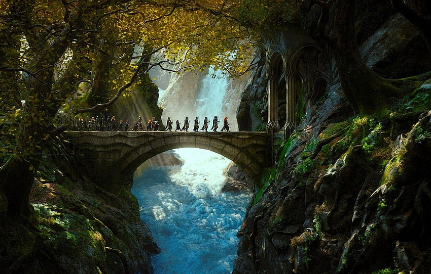 las, elfy, krasnoludy, więzień, drużyna, Legolas, Hobbit, Hobbit, elfy, Mroczna Puszcza, Mroczna Puszcza, Mroczna Puszcza, Bilbo, Legolas, Tauriel, Bilbo for , sekcja фильмы, Elven Forest Tapeta HD