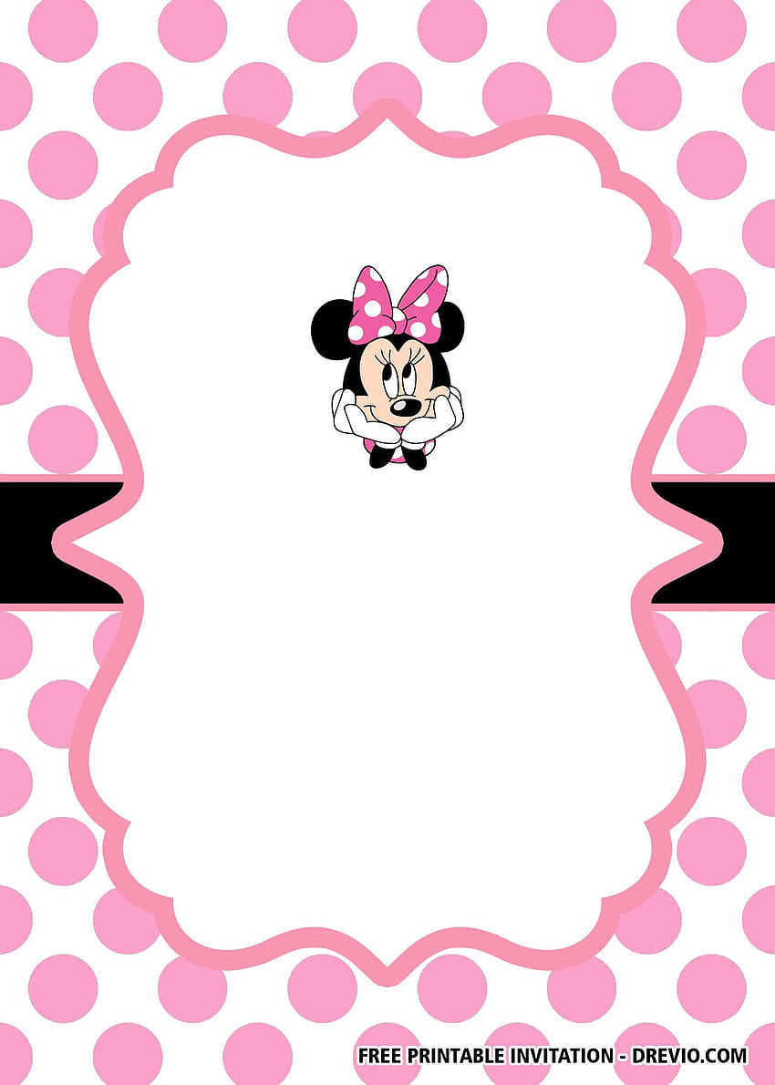 Plantillas de invitación de Minnie Mouse Head Pink, Minnie Mouse Birtay fondo de pantalla del teléfono