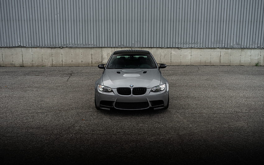 BMW M3, E92, front view, silver sports coupe, silver M3 E92, M3 tuning, German cars, BMW HD wallpaper
