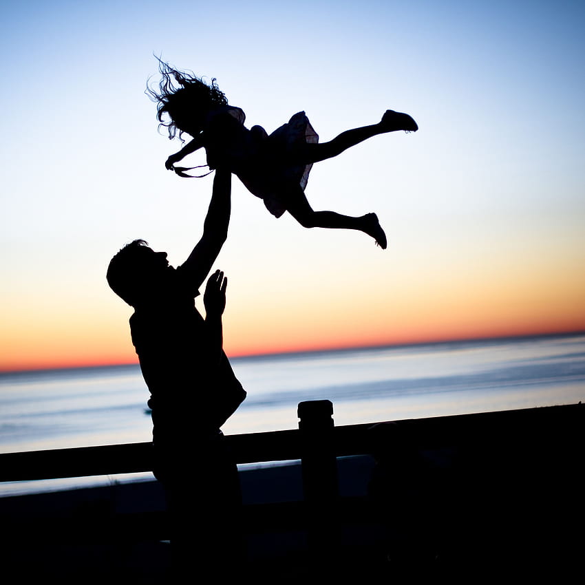 Love, Silhouettes, Family, Happiness, Father, Daughter HD phone wallpaper