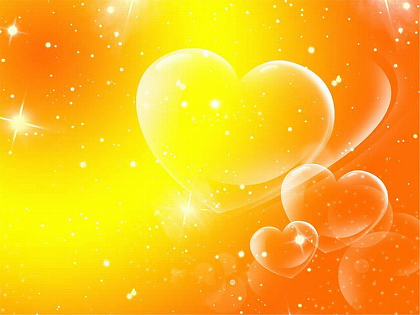 HEARTS, pretty, love, yellow HD wallpaper