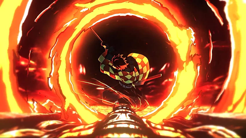 Tanjiro Kamado / Hinokami Kagura / Dance of the Fire God - animacja - na żywo, oddech słońca Tapeta HD