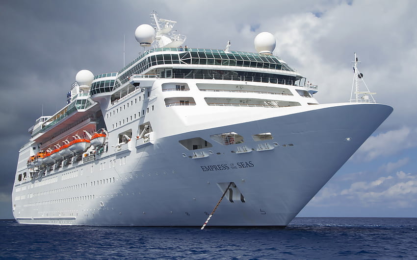 Empress of the Seas, луксозен круизен кораб, голям пътнически бял кораб, море, Royal Caribbean International, круизен кораб за с резолюция . Високо качество HD тапет