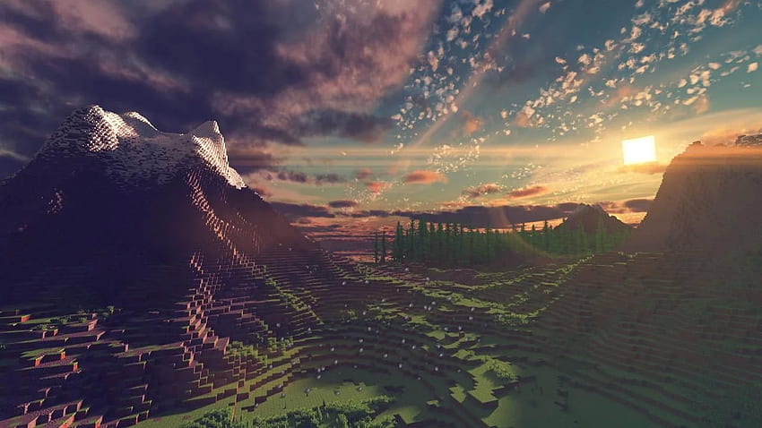 Minecraft Shaders Landscape. BOX. . Minecraft, Minecraft Scenery HD wallpaper