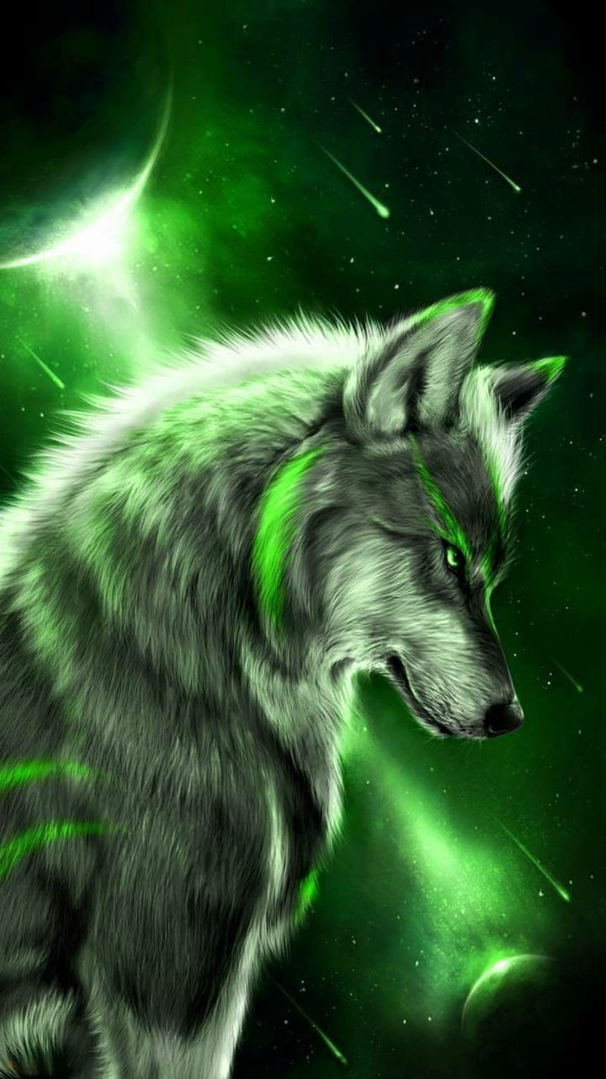 Lobo Verde. Animal, lobo, animales, lobos de neón geniales fondo de pantalla del teléfono