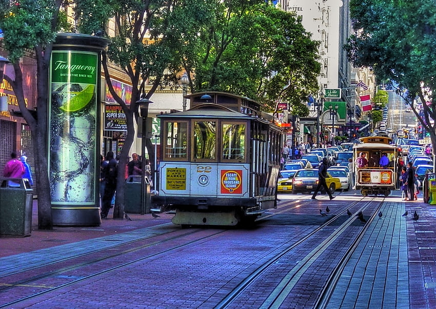 Сан Франциско Кабинков лифт, щати, Сан Франциско, транспорт, Америка, кабинков лифт, САЩ, трамвай HD тапет