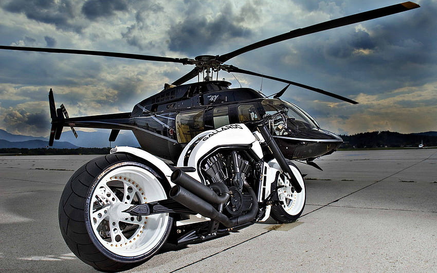 No Limit Custom Gallardo V Rod, Chopper, tuning motocykli, luksusowy rower z rozdzielczością. Wysokiej jakości, luksusowy helikopter Tapeta HD