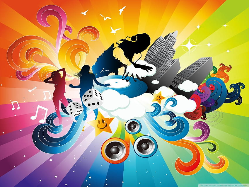 DJ Mixing Cartoon ❤ for Ultra TV, Bollywood Theme HD wallpaper