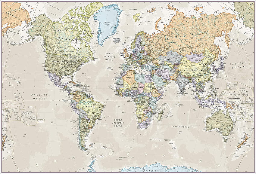 Maps International Riesige Weltkarte, Mega-Weltkarte, 91 x 62, klassische Farben: Zuhause und Küche, Weltkarten-Ästhetik HD-Hintergrundbild