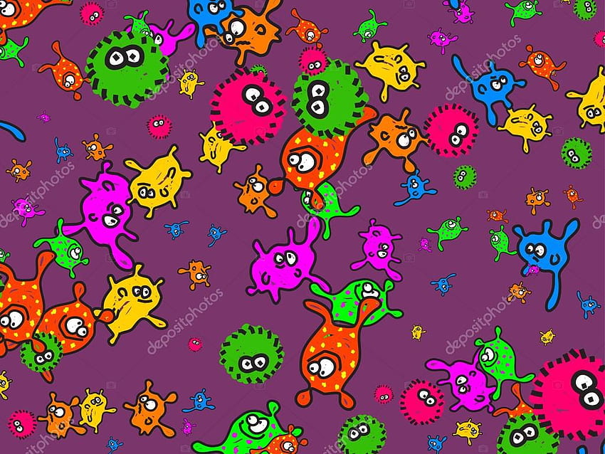 Cartoon Germs And Bacteria HD wallpaper