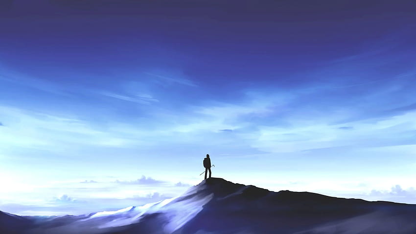 Anime Original Standing On Mountain Top, Anime HD wallpaper