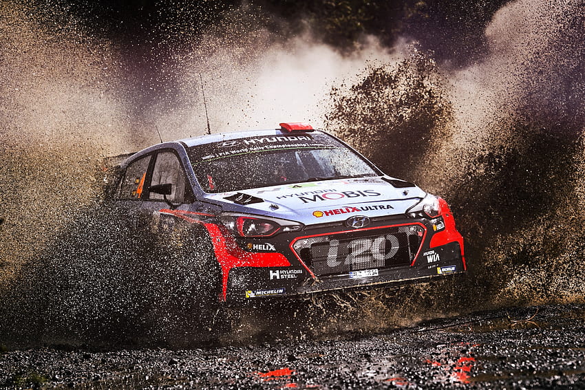 Hyundai i20, Rallying, mud, race car, sports HD wallpaper