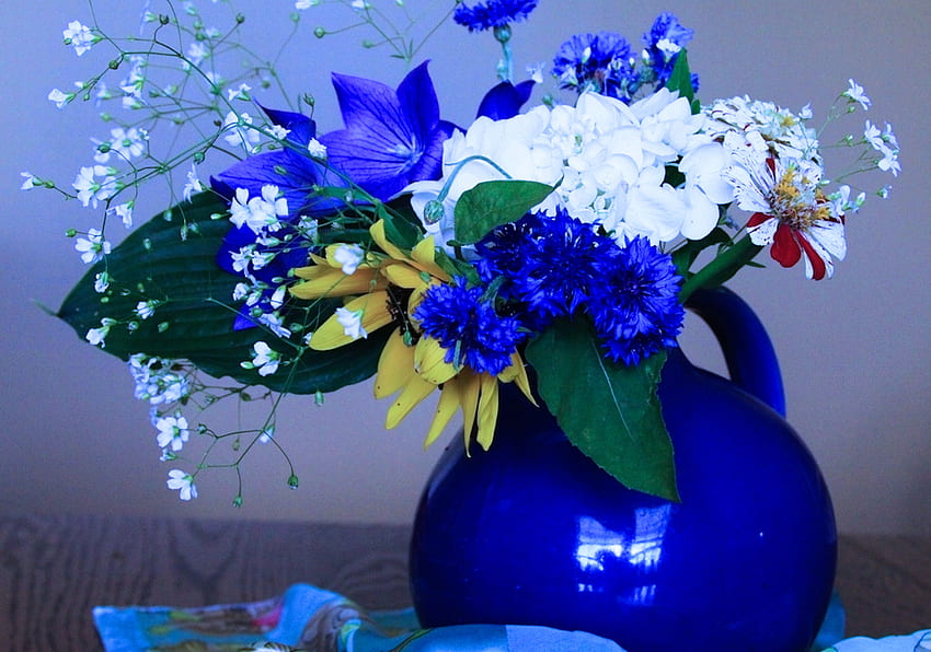 Natürmort, mavi, Çiçekler, Vazo HD duvar kağıdı