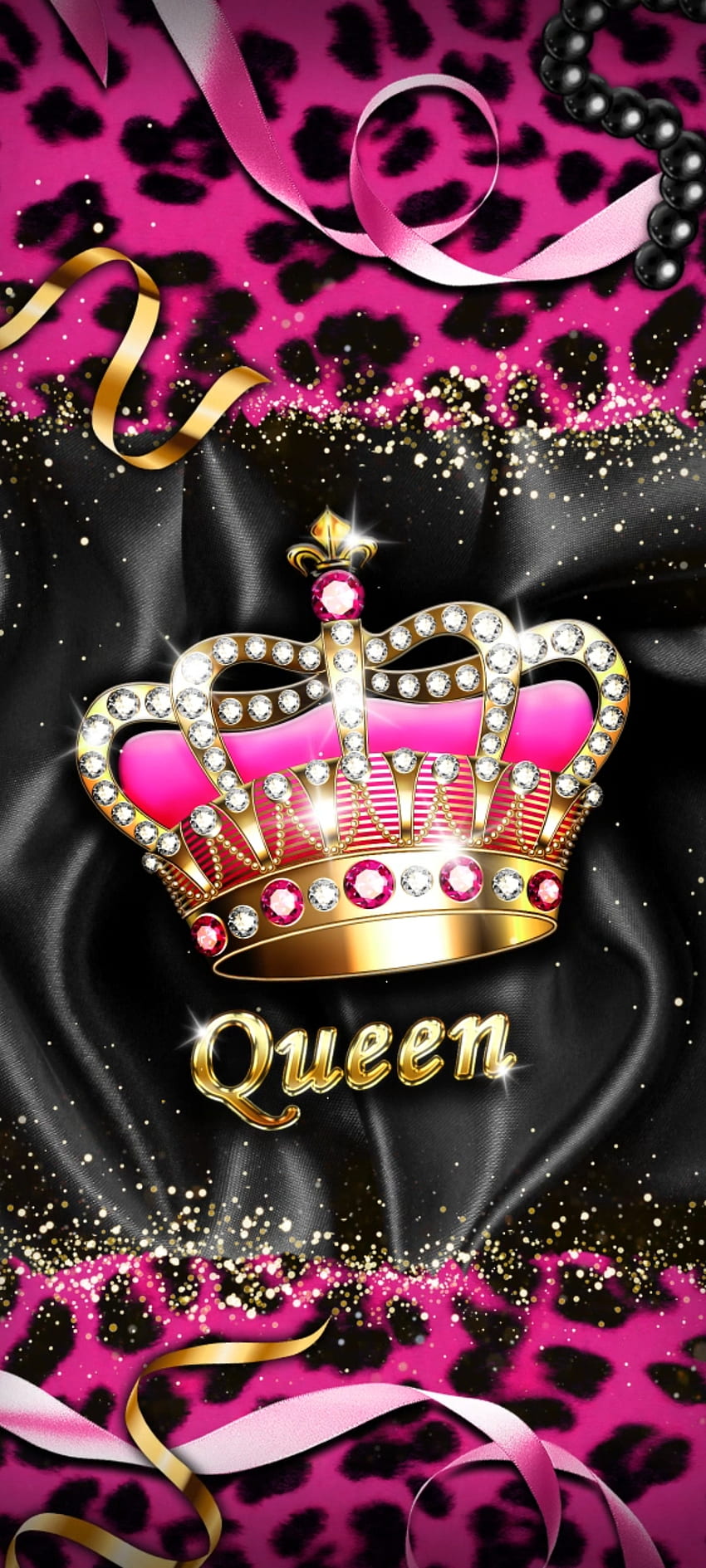 Pink Leopard Queen, magenta, Crown, Beautiful, King, Luxury, Metalink, Diamond, Premium Tapeta na telefon HD