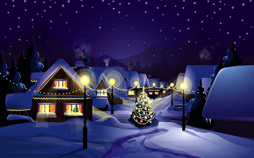 Animated Christmas Background - Night Christmas Village - - , Cartoon  Village HD wallpaper | Pxfuel