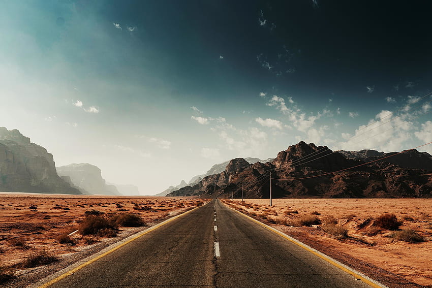 Landscape, highway, lone road, sky HD wallpaper