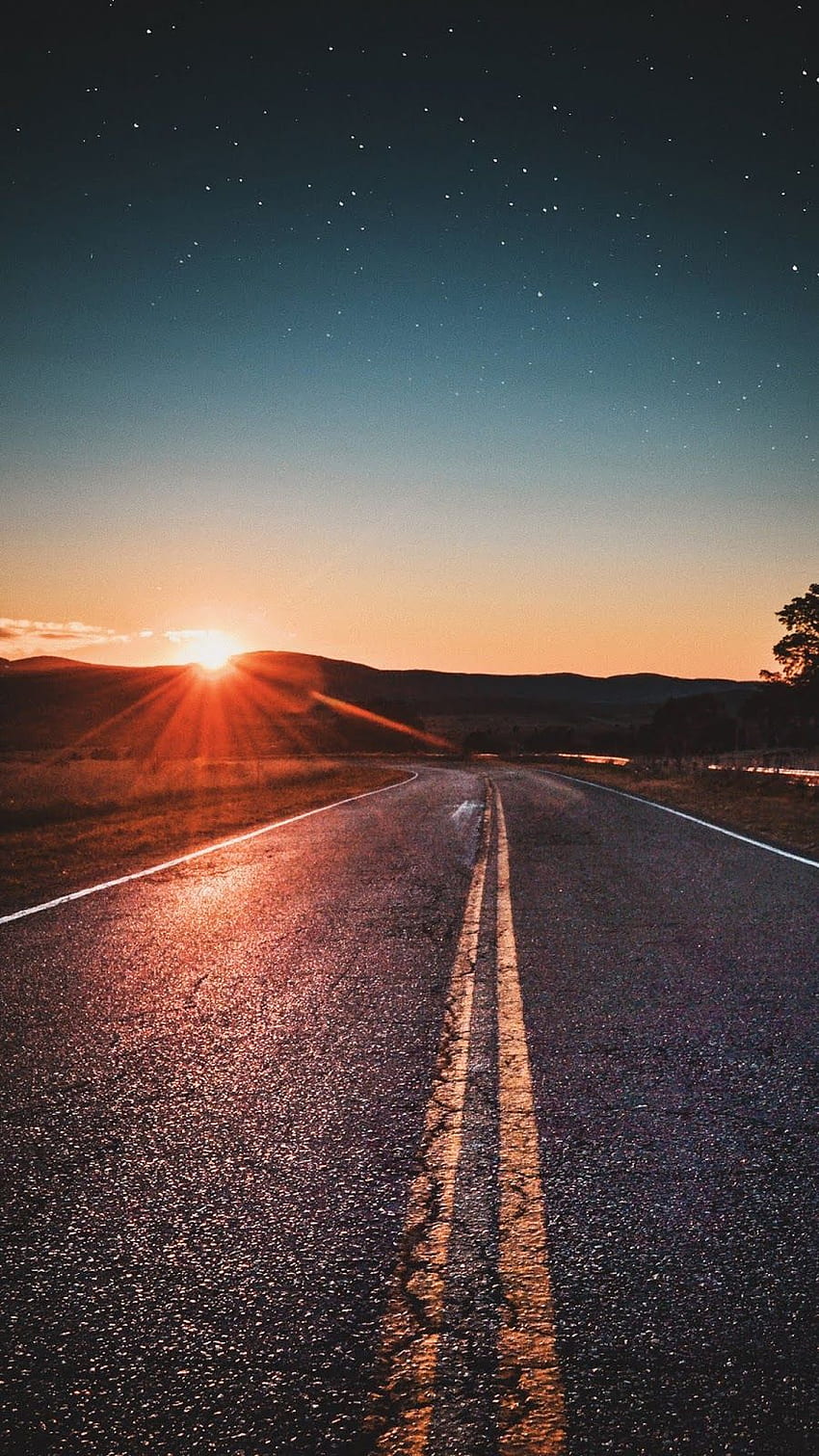 beautiful road sunset