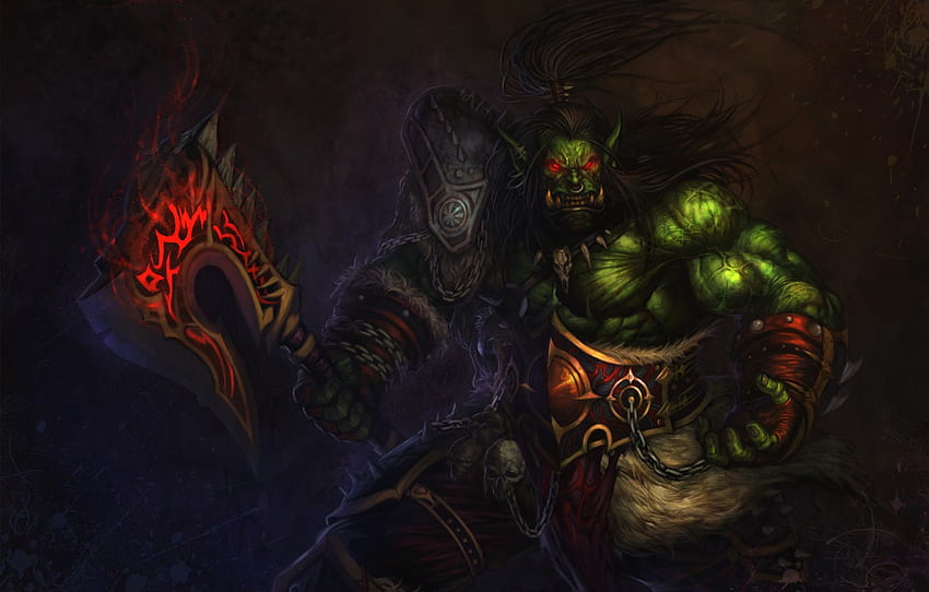 Warrior, WoW, Orc, World of warcraft, WWII, ork, Horde, Grom Hellscream, Horde, Grommash, Grom Hellscream за , раздел игри HD тапет