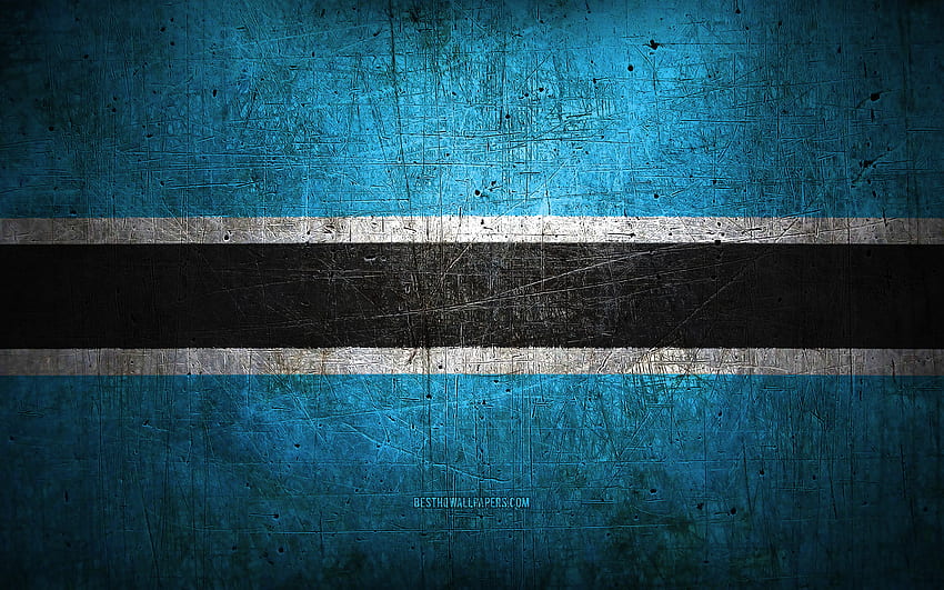 Botswana-Metallflagge, Grunge-Kunst, afrikanische Länder, Tag von Botswana, nationale Symbole, Botswana-Flagge, Metallflaggen, Flagge von Botswana, Afrika, Botswana HD-Hintergrundbild