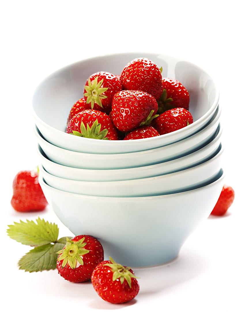 Strawberry Food Plate Latar belakang putih wallpaper ponsel HD