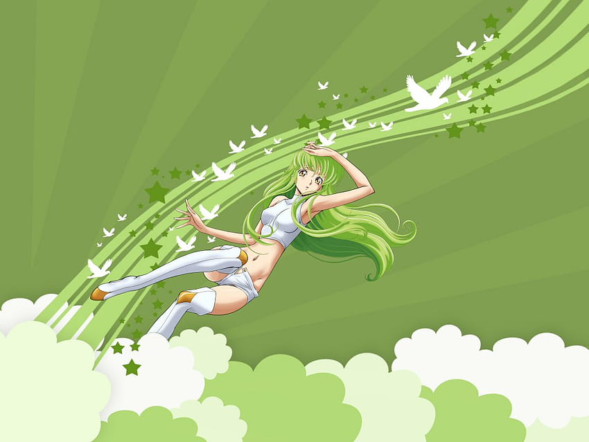 CC, pretty, green, girl, anime, HD wallpaper