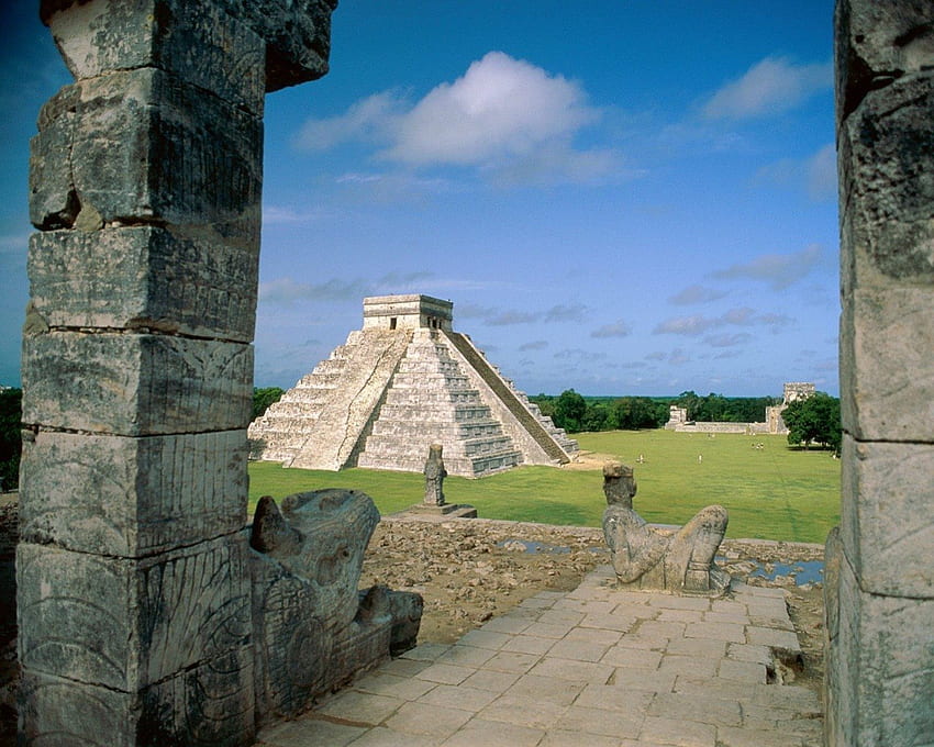 messico, maya, campo, piramide Sfondo HD