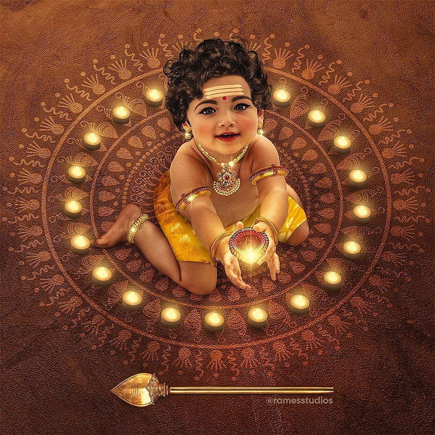 Rames Harikrishnasamy - „Möge jede Diya, die Sie anzünden, ein Träger von Hoffnung, Gesundheit und Glück sein, Baby Lord Murugan HD-Handy-Hintergrundbild