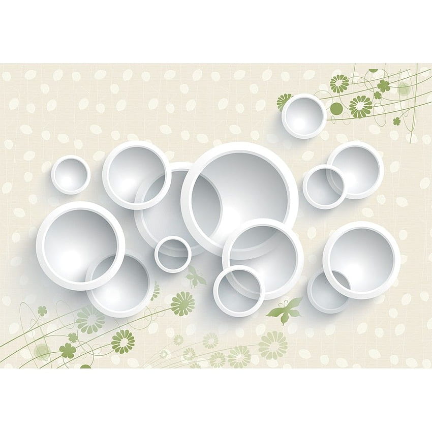 Quelle 3D in dekorativer Wand mit weißem Kreisdesign HD-Handy-Hintergrundbild