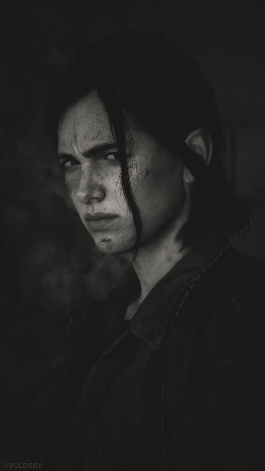 Ellie The Last Of Us Part 2 Monochrome Poster Wallpaper 4K