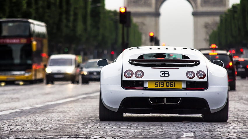 bugatti veyron super sport, frança, paris, branco, cidade papel de parede HD