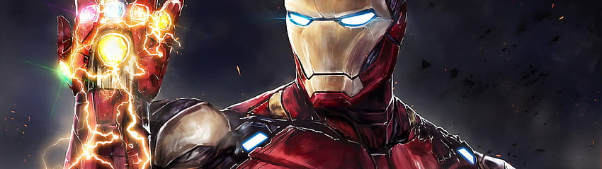Iron Man Infinity Stones Avengers Endgame, Iron Man Dual Monitor Wallpaper HD