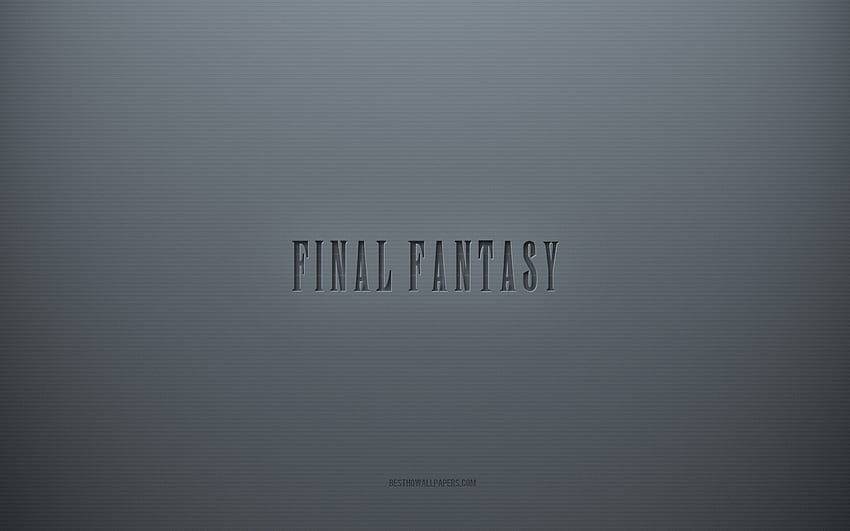 Final Fantasy logo, gray creative background, Final Fantasy emblem, gray paper texture, Final Fantasy, gray background, Final Fantasy 3d logo HD wallpaper