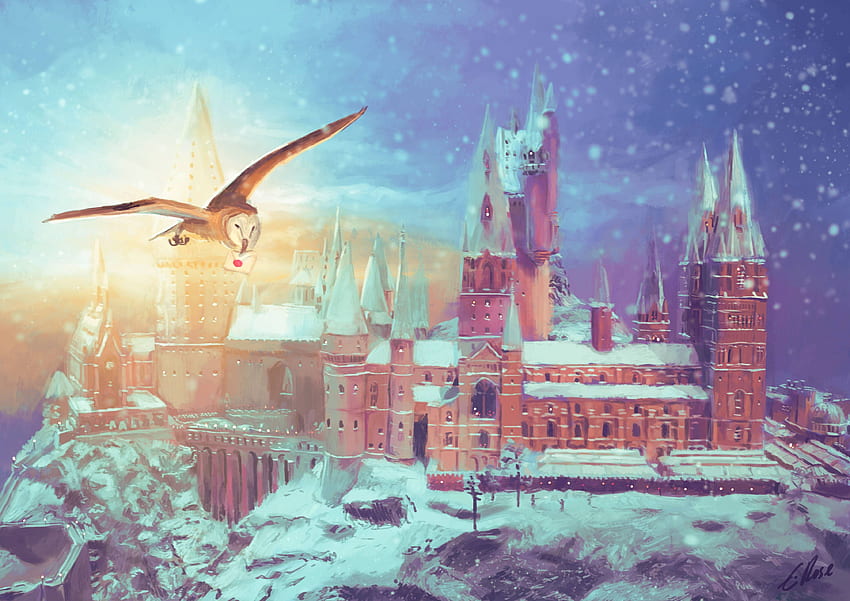 I Painted Hogwarts in the snow, Happy Holidays everyone!. Hogwarts art, Harry potter painting, Harry potter fan art HD wallpaper