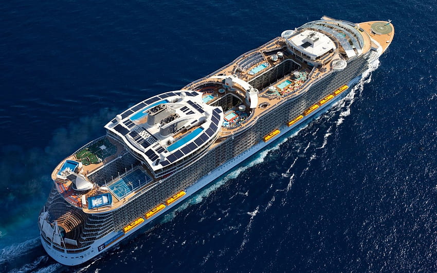 vista aérea de um belo navio de cruzeiro oceânico, aérea, piscinas, vista, oceano, navio de cruzeiro papel de parede HD