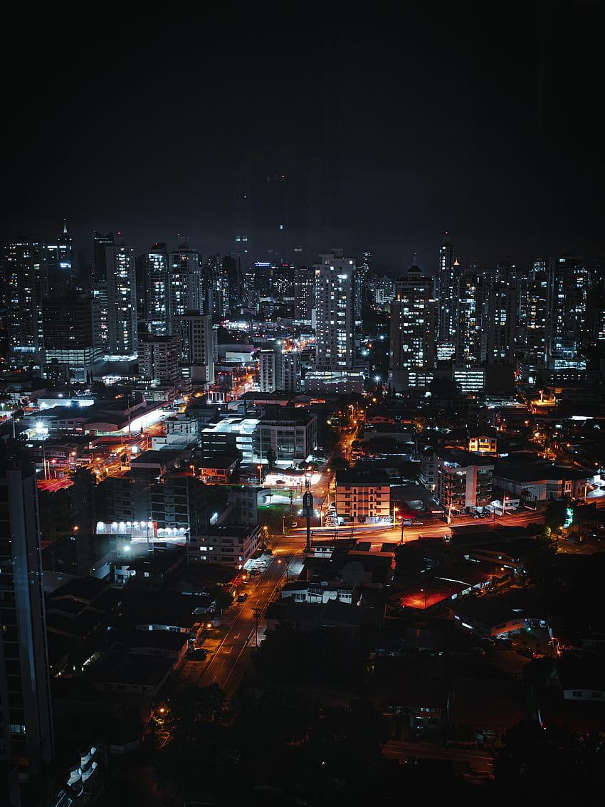 Cities, Architecture, Building, Lights, Dark, Road, Night City HD phone wallpaper