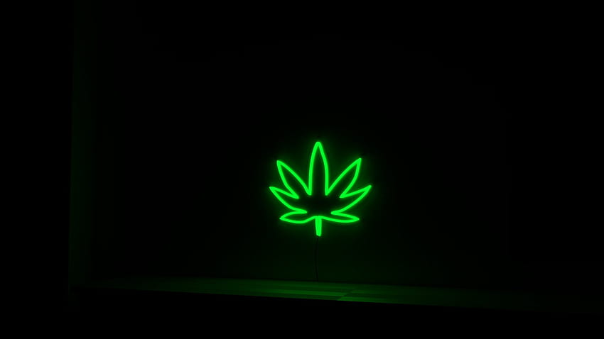 Neon Liść Marihuany – NEON FACTORY, Neon Weed Tapeta HD