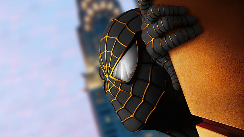 Spider-Man Raimi Verse Superhero Jas Emas Hitam Wallpaper HD