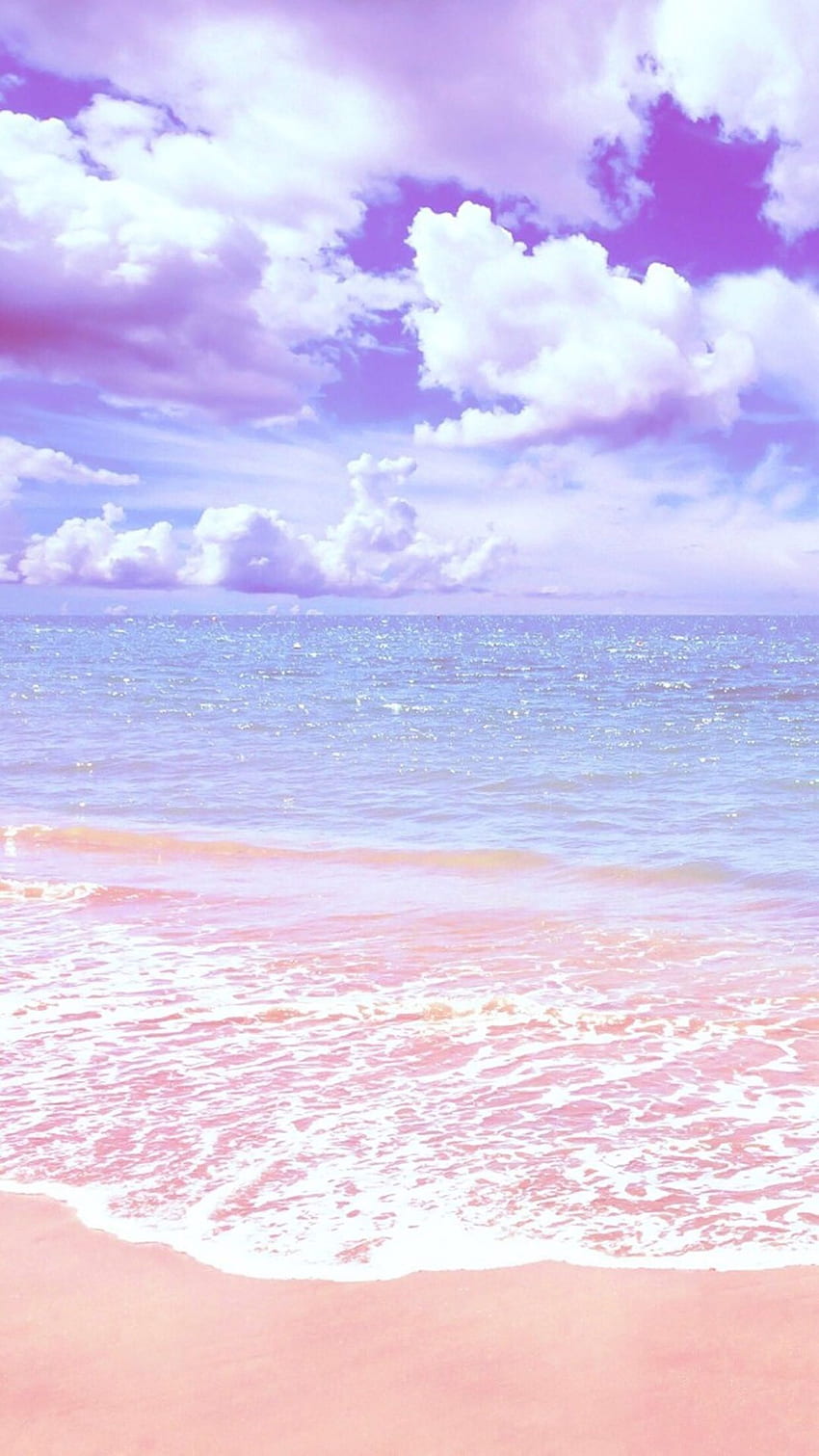 Mares rosas. Hermoso, pastel, Paisaje, Mar Kawaii fondo de pantalla del teléfono