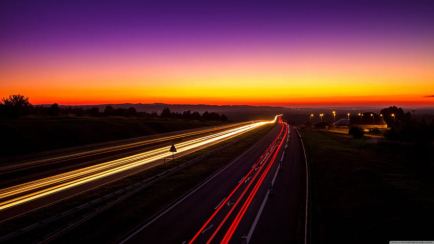 Highway Light Trails Ultra Background for HD wallpaper