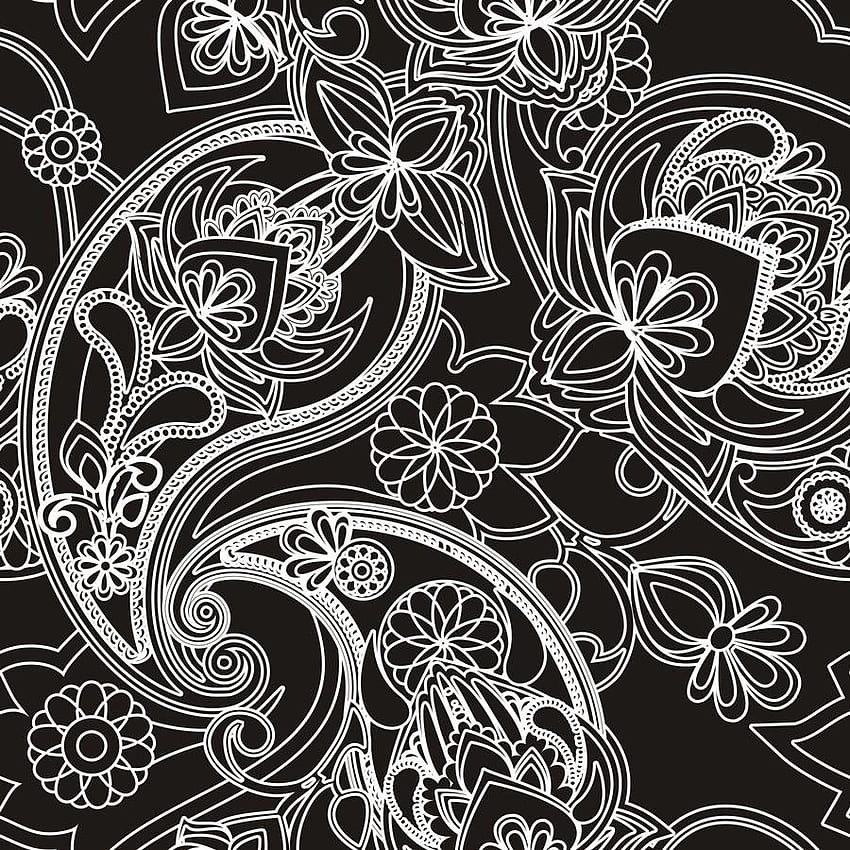 Henna Paisley - Black And White Mural. Murals Your Way HD phone wallpaper