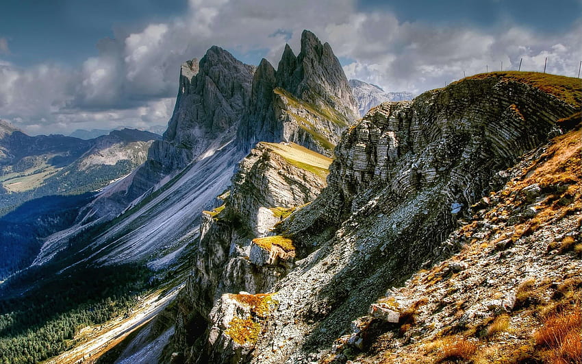 Parque Natural Puez Geisler, Montañas, Dolomitas, Tirol Del Sur, Italia, Europa Con Resolución . Alta calidad fondo de pantalla