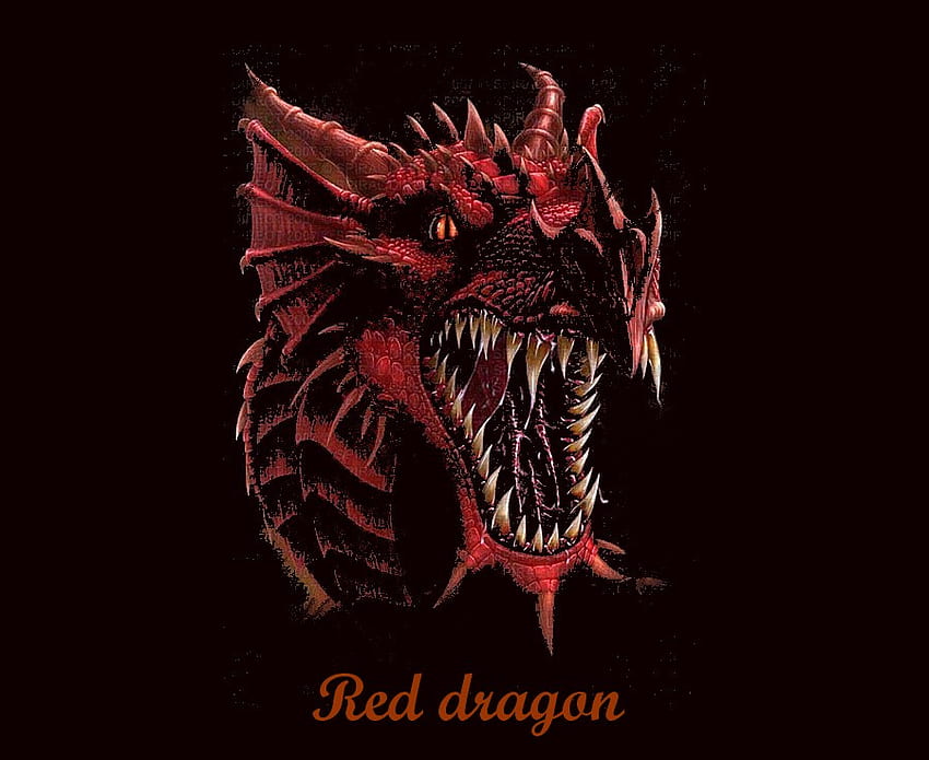 dragón rojo, dragón, fantasía, oscuro, rojo fondo de pantalla