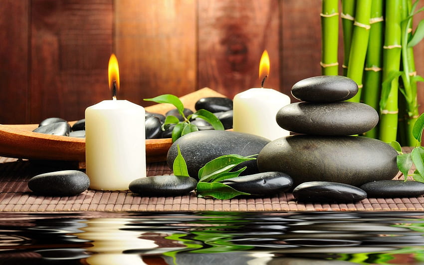 Massagem, Água, Pedras, Velas, Diversos, Diversos, Bambu, Aromaterapia, Spa papel de parede HD