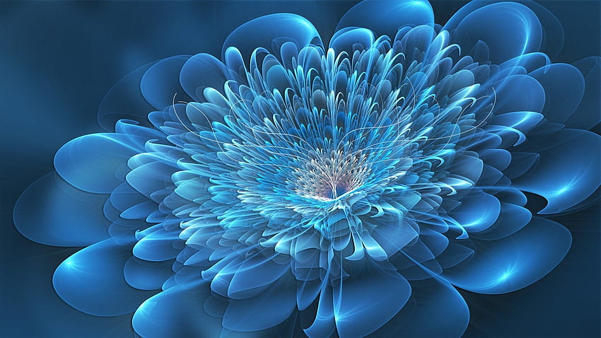 Pixel de design de arte digital de flores azuis. Arte fractal, flor azul, flores abstratas papel de parede HD