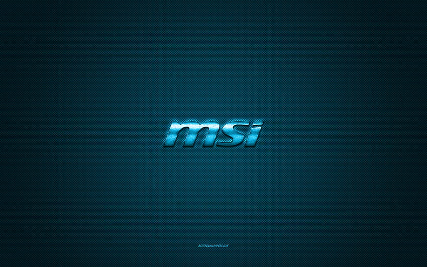 Logo MSI, logo mengkilap biru, lambang logam MSI, tekstur serat karbon biru, MSI, merek, seni kreatif, lambang MSI Wallpaper HD
