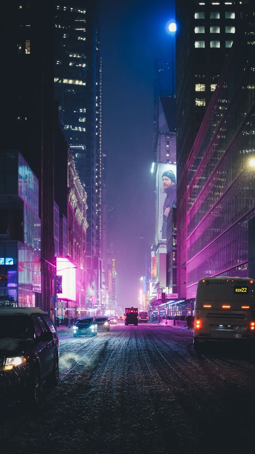 Nachtstadt-Straßen-Neonlichter iPhone 6, iPhone 6S, iPhone 7, , Hintergrund und HD-Handy-Hintergrundbild