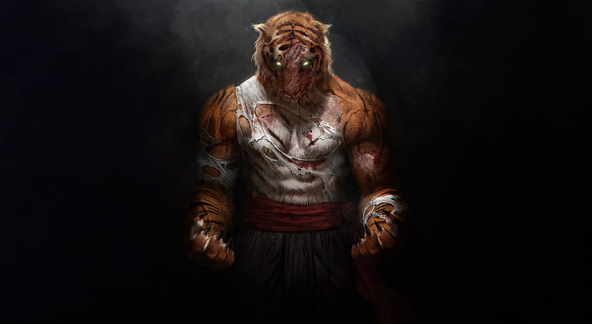 guerrero tigre, humanoide, arte fondo de pantalla