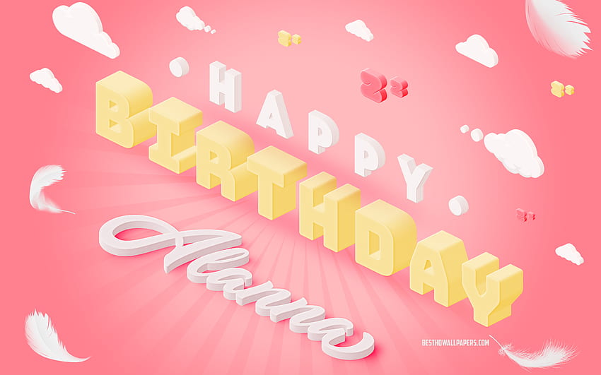 Happy Birtay Alanna, 3d Art, Birtay 3d Background, Alanna, Pink Background, Happy Alanna birtay, 3d Letters, Alanna Birtay, Creative Birtay Background Sfondo HD